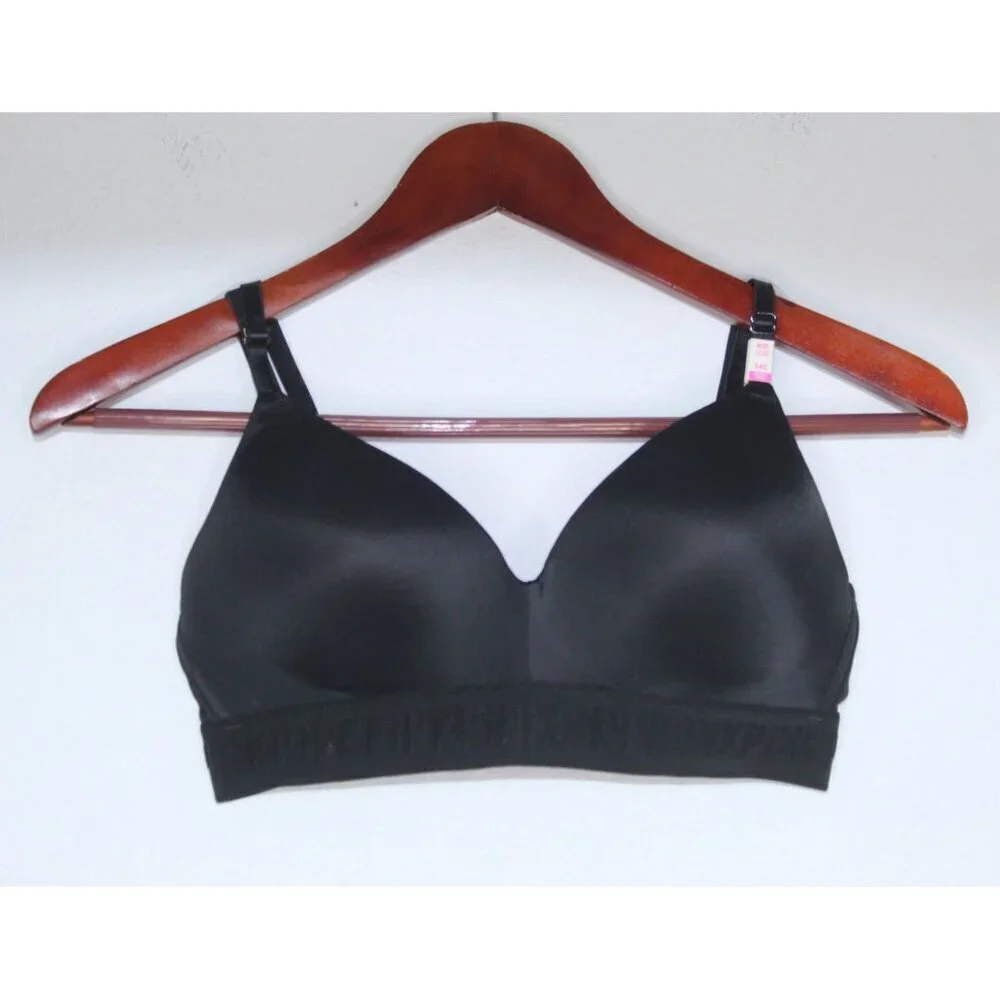Pink By Victoria Secret 34 C Pink Black Solid‎ Lightly Padded Unwired NWT